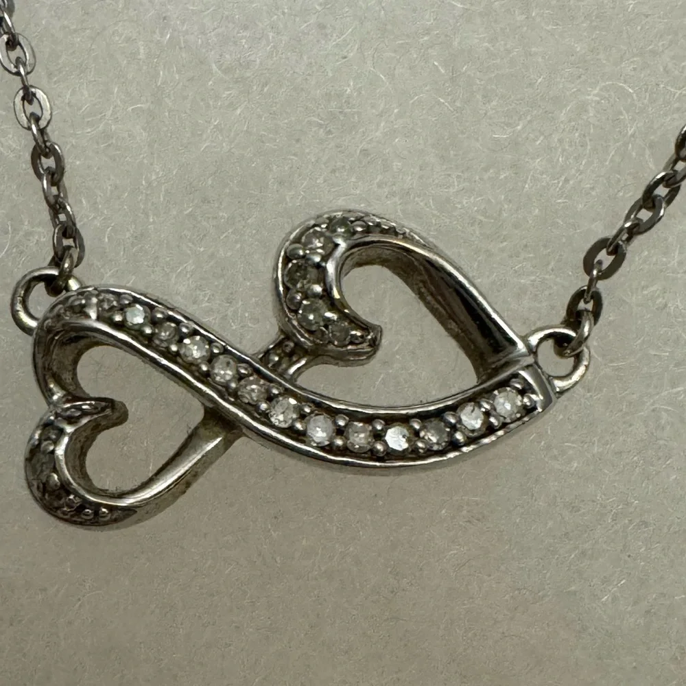 925 Silver Diamond Hearts Infinity Necklace